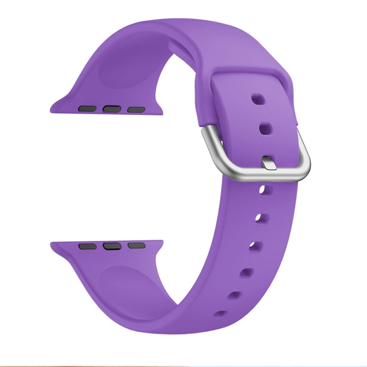 Single-color Silicone Buckle Strap Watch Band For Apple Watch Series 9&8&7 41mm / SE 3&SE 2&6&SE&5&4 40mm / 3&2&1 38mm(Dark Purple) - Watch Bands by buy2fix | Online Shopping UK | buy2fix