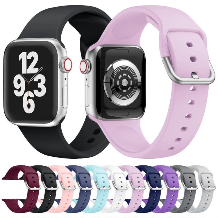 Single-color Silicone Buckle Strap Watch Band For Apple Watch Ultra 49mm&Watch Ultra 2 49mm / Series 9&8&7 45mm / SE 3&SE 2&6&SE&5&4 44mm / 3&2&1 42mm(Lavender) - Watch Bands by buy2fix | Online Shopping UK | buy2fix