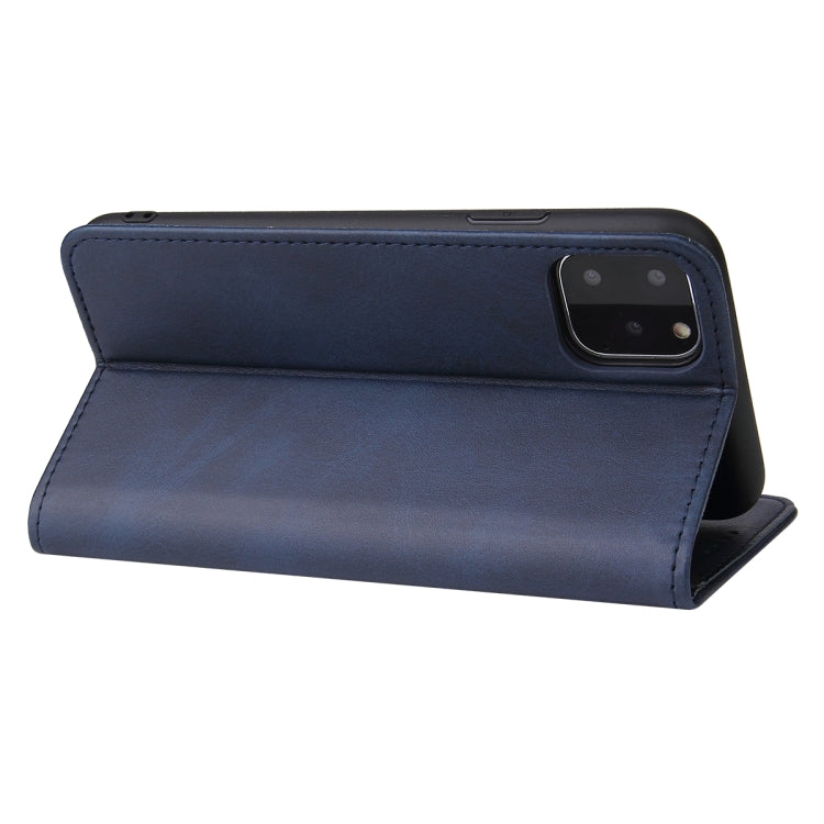 For iPhone 11 Calf Texture Magnetic Horizontal Flip Leather Case with Holder & Card Slots & Wallet (Blue) - iPhone 11 Cases by buy2fix | Online Shopping UK | buy2fix