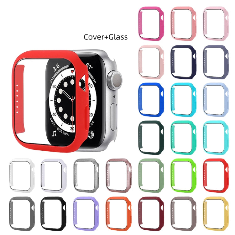Shockproof PC Protective Case with Tempered Glass Film For Apple Watch Series 8 / 7 41mm(Rose Red) - Watch Cases by buy2fix | Online Shopping UK | buy2fix