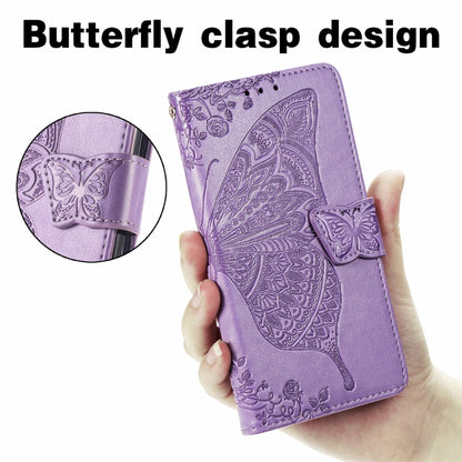 For Motorola Moto Edge 20 Butterfly Love Flower Embossed Horizontal Flip Leather Case with Holder & Card Slots & Wallet & Lanyard(Light Purple) - Motorola Cases by buy2fix | Online Shopping UK | buy2fix