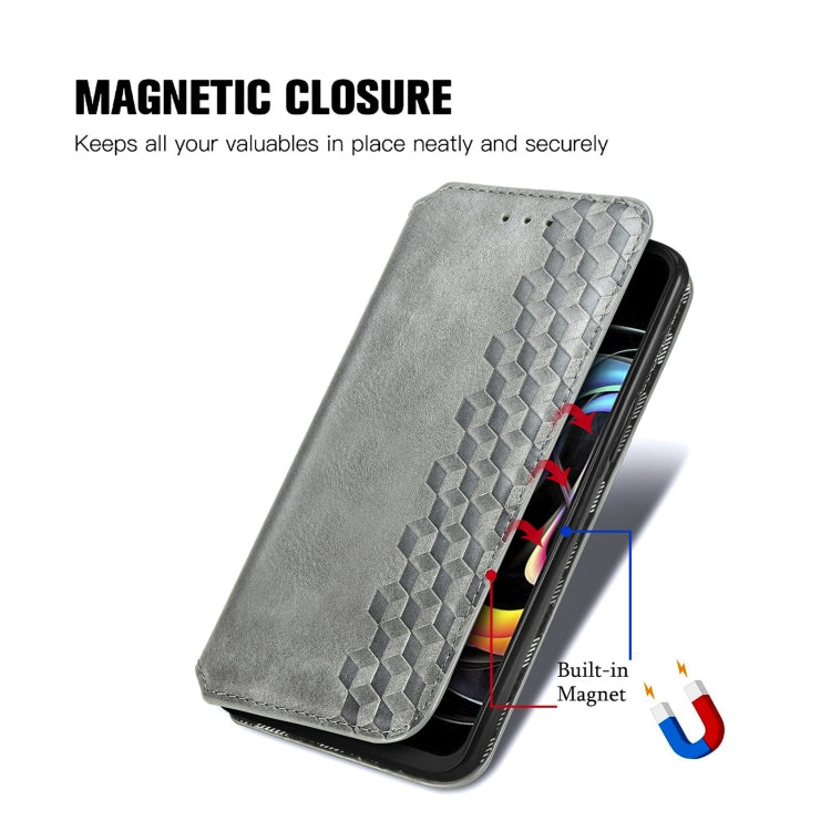 For Motorola Edge 20 Lite Cubic Grid Pressed Horizontal Flip Magnetic PU Leather Case with Holder & Card Slots & Wallet(Grey) - Motorola Cases by buy2fix | Online Shopping UK | buy2fix