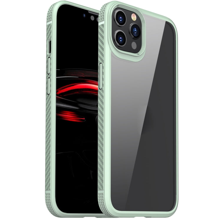 For iPhone 11 Pro Max MG Series Carbon Fiber TPU + Clear PC Four-corner Airbag Shockproof Case (Green) - iPhone 11 Pro Max Cases by buy2fix | Online Shopping UK | buy2fix