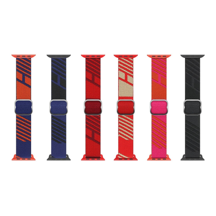 Two-color Nylon Braid Watch Band For Apple Watch Ultra 49mm&Watch Ultra 2 49mm / Series 9&8&7 45mm / SE 3&SE 2&6&SE&5&4 44mm / 3&2&1 42mm(Black Sapphire Blue) - Watch Bands by buy2fix | Online Shopping UK | buy2fix