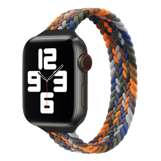 Small Waist Single Loop Nylon Braid Watch Band For Apple Watch Ultra 49mm&Watch Ultra 2 49mm / Series 9&8&7 45mm / SE 3&SE 2&6&SE&5&4 44mm / 3&2&1 42mm, Szie: XS 135mm(Camouflage Colorful) - Watch Bands by buy2fix | Online Shopping UK | buy2fix