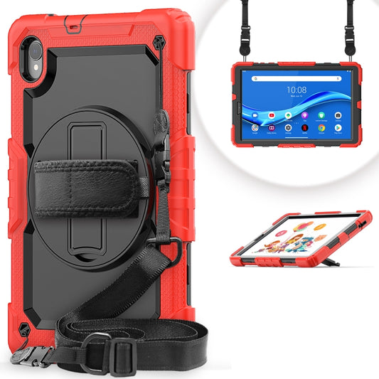 For Lenovo Tab M10 HD TB-X306X Shockproof Colorful Silicone + PC Protective Tablet Case with Holder & Shoulder Strap & Hand Strap(Red) - Lenovo by buy2fix | Online Shopping UK | buy2fix