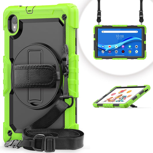 For Lenovo Tab M10 HD TB-X306X Shockproof Colorful Silicone + PC Protective Tablet Case with Holder & Shoulder Strap & Hand Strap(Yellow Green) - Lenovo by buy2fix | Online Shopping UK | buy2fix