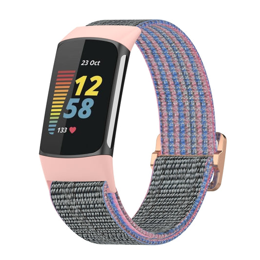 For Fitbit Charge 5 Elastic Nylon Braid Watch Band(Pink) - Watch Bands by buy2fix | Online Shopping UK | buy2fix