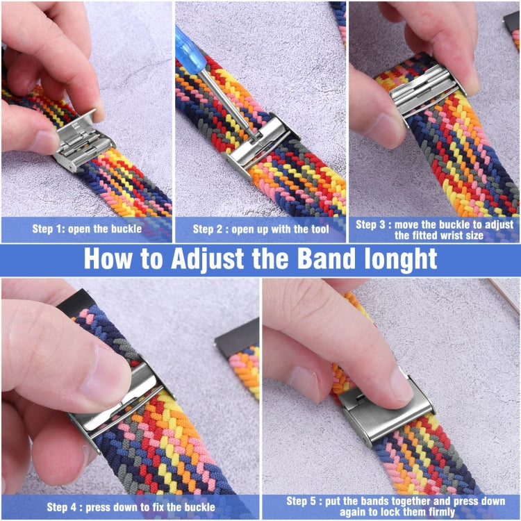 22mm Universal Metal Buckle Nylon Braided Watch Band(Z Black White) - 22mm Bands by buy2fix | Online Shopping UK | buy2fix