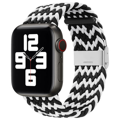 Nylon Braid One Buckle Watch Band For Apple Watch Ultra 49mm&Watch Ultra 2 49mm / Series 9&8&7 45mm / SE 3&SE 2&6&SE&5&4 44mm / 3&2&1 42mm(W Black White) - Watch Bands by buy2fix | Online Shopping UK | buy2fix