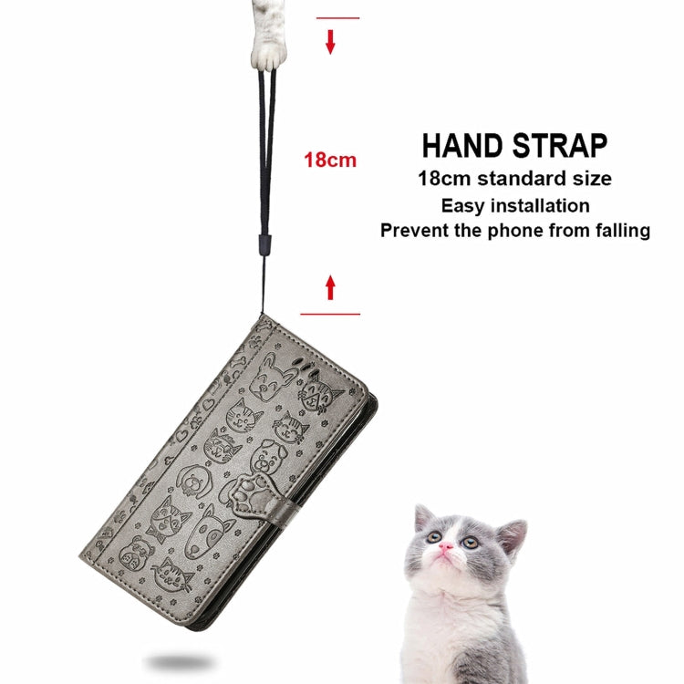 For Doogee N40 Pro Cat and Dog Embossed Horizontal Flip Phone Leather Case with Holder & Card Slot & Wallet & Lanyard(Grey) - More Brand by buy2fix | Online Shopping UK | buy2fix