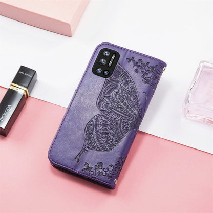 For DOOGEE N40 Pro Butterfly Love Flowers Embossed Horizontal Flip Leather Case with Holder & Card Slots & Wallet & Lanyard(Dark Purple) - More Brand by buy2fix | Online Shopping UK | buy2fix