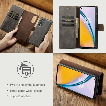 For OnePlus Nord N200 5G DG.MING Crazy Horse Texture Flip Detachable Magnetic Leather Case with Holder & Card Slots & Wallet(Grey) - OnePlus Cases by DG.MING | Online Shopping UK | buy2fix