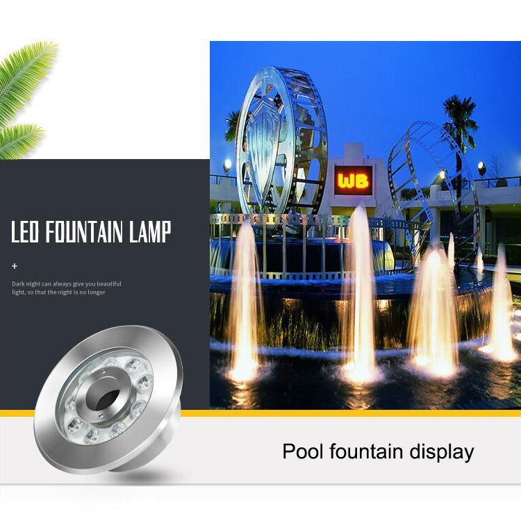 9W Landscape Ring LED Stainless Steel Underwater Fountain Light(Warm Light) - Underwater Lights by buy2fix | Online Shopping UK | buy2fix