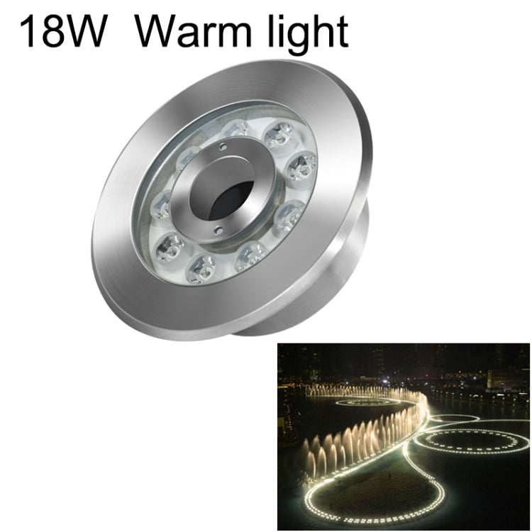 18W Landscape Ring LED Stainless Steel Underwater Fountain Light(Warm Light) - Underwater Lights by buy2fix | Online Shopping UK | buy2fix