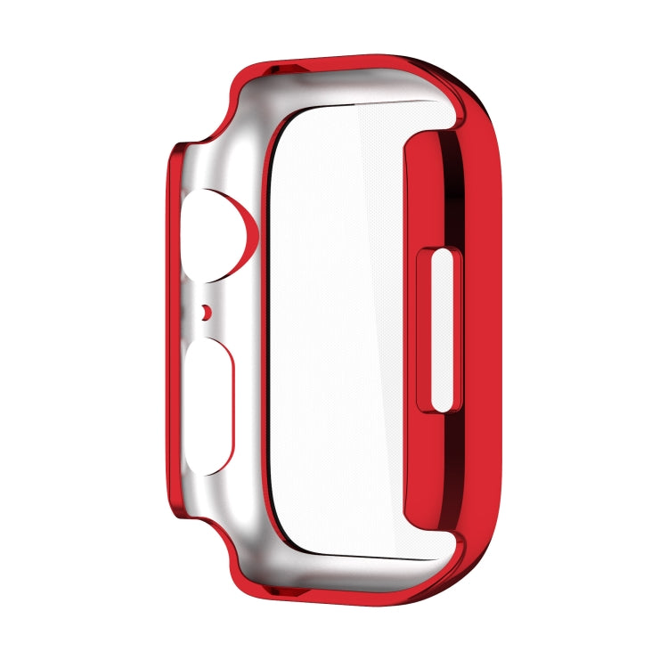 Electroplating Shockproof PC Protective Case with Tempered Glass Film For Apple Watch Series 9 / 8 / 7 41mm(Red) - Watch Cases by buy2fix | Online Shopping UK | buy2fix