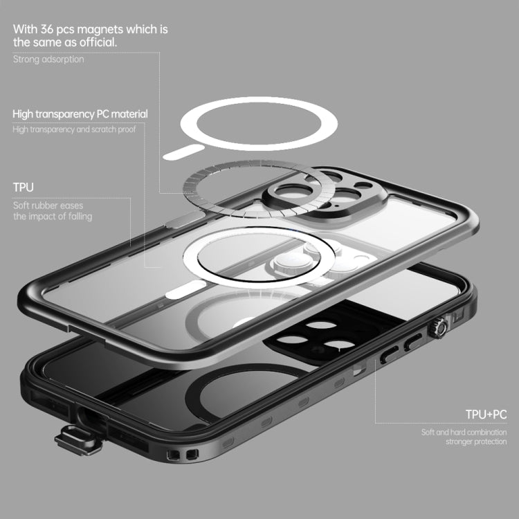 For iPhone 13 Pro Max PC + TPU + PET Shockproof Magsafe Waterproof Phone Case (Black) - iPhone 13 Pro Max Cases by buy2fix | Online Shopping UK | buy2fix