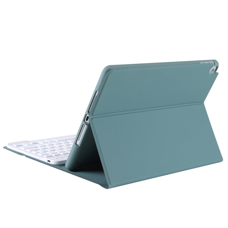 A102B-A Lambskin Texture Square Keycap Bluetooth Keyboard Leather Case with Touch Control For iPad Pro 10.5 inch / 10.2 2021 & 2020 & 2019 / Air 3(Dark Green) - Universal by buy2fix | Online Shopping UK | buy2fix