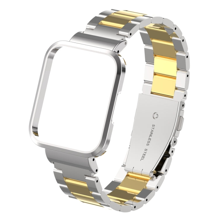 For Xiaomi Redmi Watch 2 Three-Bead Metal Watchband(Silver+Gold) - Watch Bands by buy2fix | Online Shopping UK | buy2fix