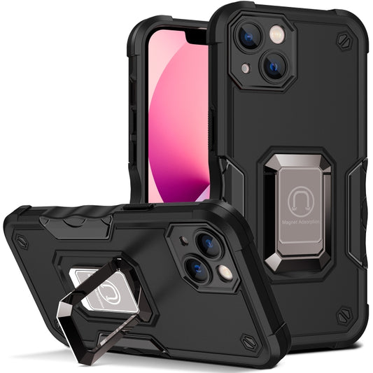 For iPhone 13 Ring Holder Non-slip Armor Phone Case(Black) - iPhone 13 Cases by buy2fix | Online Shopping UK | buy2fix