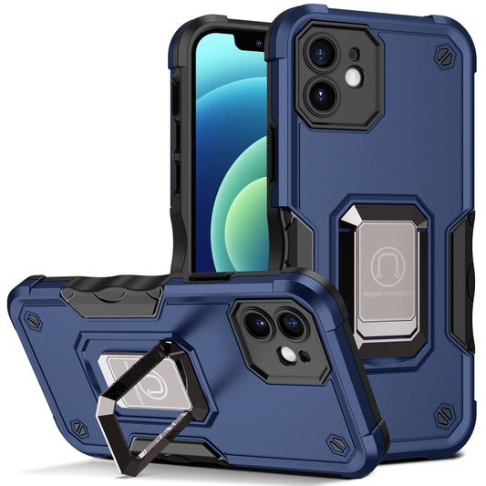 For iPhone 11 Ring Holder Non-slip Armor Phone Case (Blue) - iPhone 11 Cases by buy2fix | Online Shopping UK | buy2fix