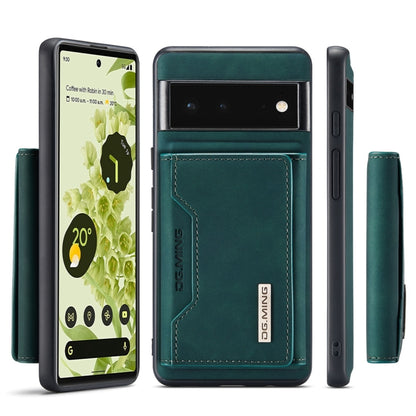 For Google Pixel 6 Pro DG.MING M2 Series 3-Fold Multi Card Bag Back Cover Leather Phone Case(Green) - Google Cases by DG.MING | Online Shopping UK | buy2fix