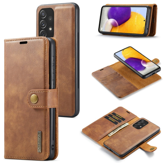 For Samsung Galaxy A73 5G DG.MING Crazy Horse Texture Detachable Magnetic Leather Phone Case(Brown) - Galaxy Phone Cases by DG.MING | Online Shopping UK | buy2fix