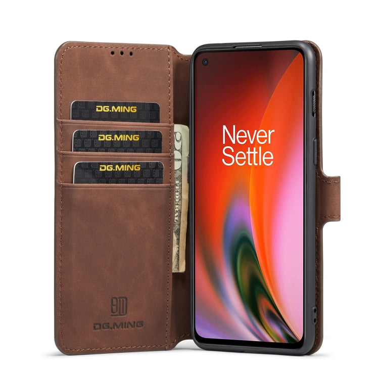 For OnePlus Nord 2 DG.MING Retro Oil Side Horizontal Flip Leather Case with Holder & Card Slots & Wallet(Coffee) - OnePlus Cases by DG.MING | Online Shopping UK | buy2fix