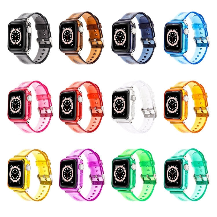 Jelly Watch Band + Case For Apple Watch Ultra 49mm&Watch Ultra 2 49mm / Series 9&8&7 45mm / SE 3&SE 2&6&SE&5&4 44mm / 3&2&1 42mm(Transparent) - Watch Bands by buy2fix | Online Shopping UK | buy2fix