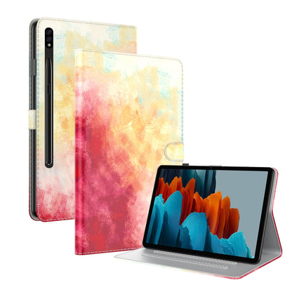 For Samsung Galaxy Tab S9 Watercolor Pattern Flip Leather Tablet Case(Spring Cherry) - Galaxy Tab S9 Cases by buy2fix | Online Shopping UK | buy2fix