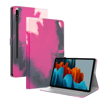 For Samsung Galaxy Tab S9+ Watercolor Pattern Flip Leather Tablet Case(Berry Color) - Galaxy Tab S9+ Cases by buy2fix | Online Shopping UK | buy2fix