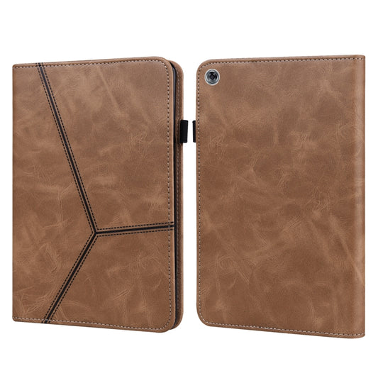 For Huawei MediaPad M5 Lite 10.1 Solid Color Embossed Striped Leather Case(Brown) - Ulefone Cases by buy2fix | Online Shopping UK | buy2fix