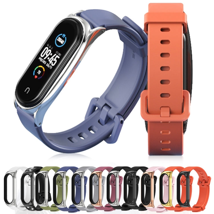 For Xiaomi Mi Band 3/4/5/6 Mijobs CS Silicone Waterproof Watch Band(Orange+Gold) - Watch Bands by MIJOBS | Online Shopping UK | buy2fix