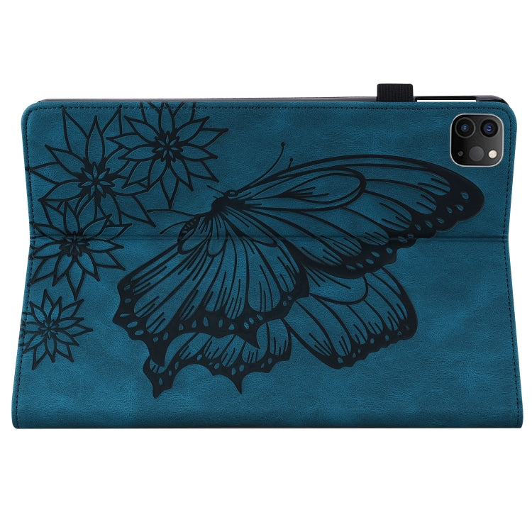 For iPad Pro 11 2022 / 2021 / 2020 / Air 2020 10.9 / 11 2024 Big Butterfly Embossed Smart Leather Tablet Case(Blue) - iPad Pro 11 (2022/2021) Cases by buy2fix | Online Shopping UK | buy2fix