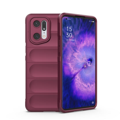 For OPPO Find X5 Pro Magic Shield TPU + Flannel Phone Case(Wine Red) - OPPO Cases by buy2fix | Online Shopping UK | buy2fix