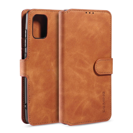 For Galaxy A51 DG.MING Retro Oil Side Horizontal Flip Case with Holder & Card Slots & Wallet(Brown) - Galaxy Phone Cases by DG.MING | Online Shopping UK | buy2fix