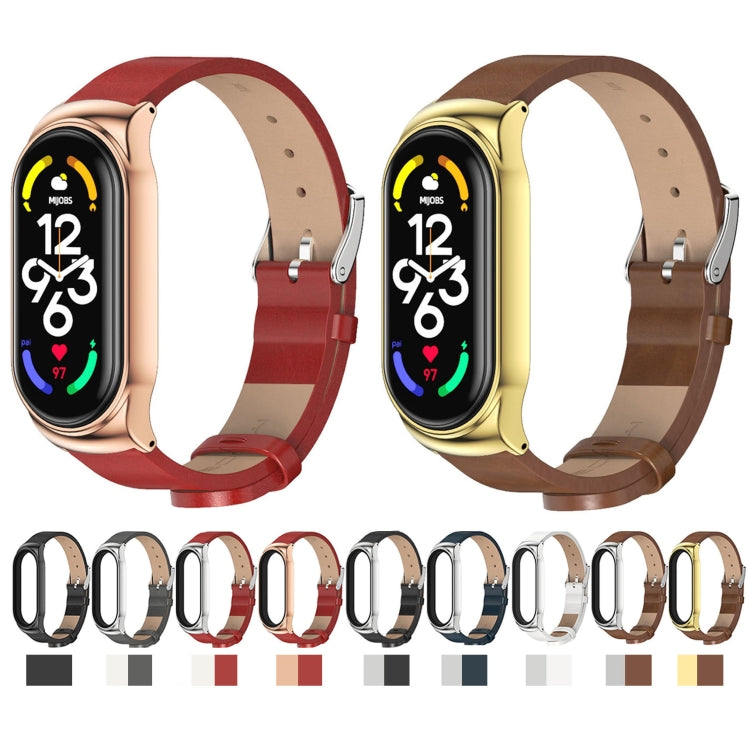 For Xiaomi Mi Band 7 / 7 NFC MIJOBS CS Metal Case + Microfiber Leather Watch Band(Red Rose Gold) - Watch Bands by MIJOBS | Online Shopping UK | buy2fix