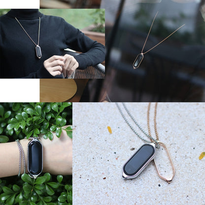 For Xiaomi Mi Band 5 / 6 MIJOBS Metal Pendant Stainless Steel Watch Necklace(Rose Gold) - Watch Bands by MIJOBS | Online Shopping UK | buy2fix