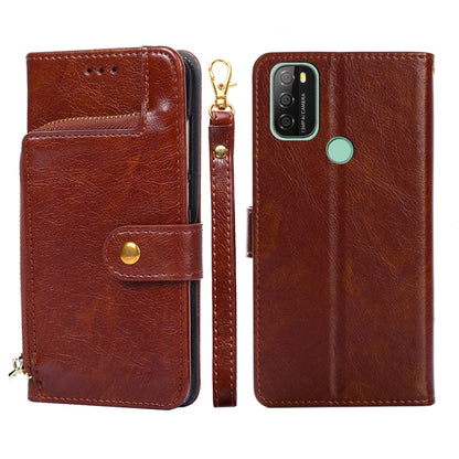 For Blackview A70 Zipper Bag Leather Phone Case(Brown) - More Brand by buy2fix | Online Shopping UK | buy2fix