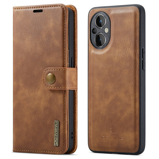 For OnePlus Nord N20 5G DG.MING Crazy Horse Texture Detachable Magnetic Leather Phone Case(Brown) - OnePlus Cases by DG.MING | Online Shopping UK | buy2fix