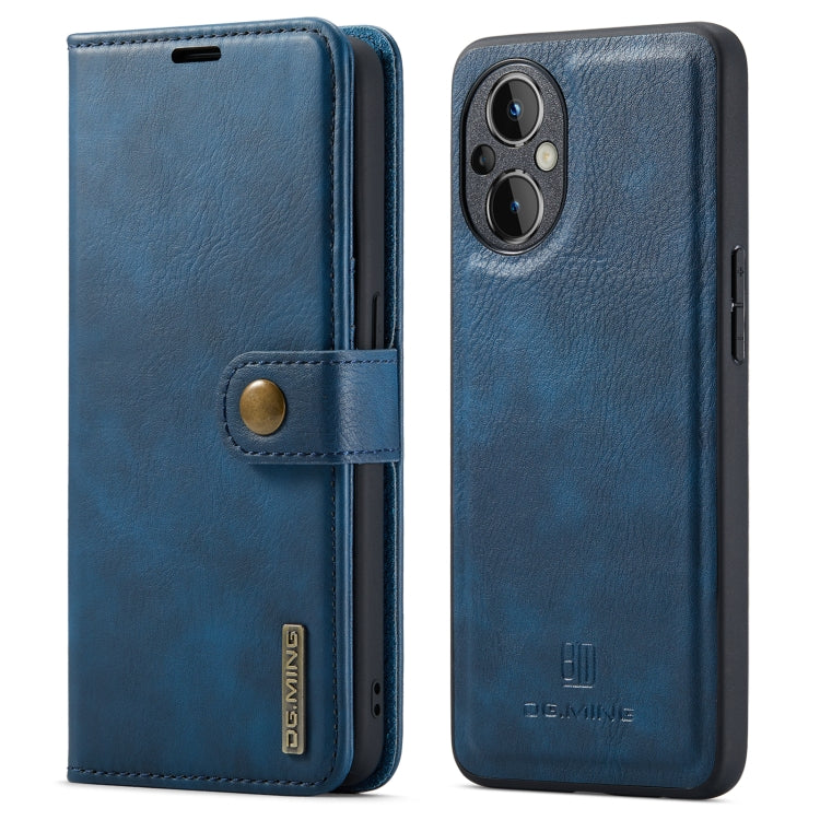 For OnePlus Nord N20 5G DG.MING Crazy Horse Texture Detachable Magnetic Leather Phone Case(Blue) - OnePlus Cases by DG.MING | Online Shopping UK | buy2fix