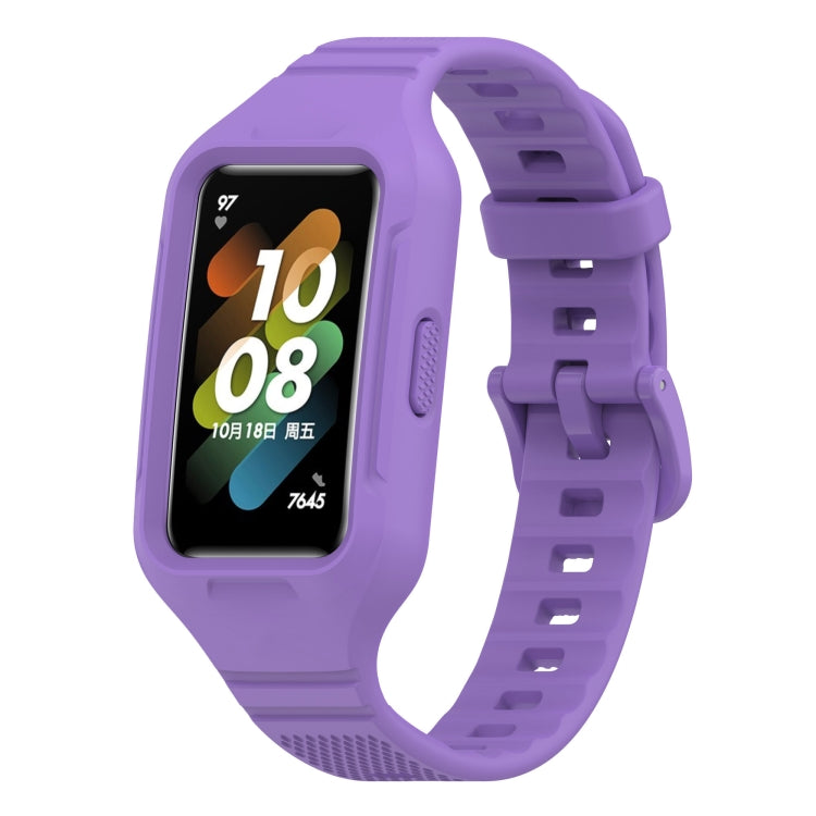 For Huawei Band 8 / Huawei Band 7 / Honor Band 6 Universal Integrated Silicone Watch Band(Lilac Purple) - Watch Bands by buy2fix | Online Shopping UK | buy2fix