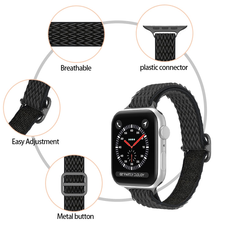 Wave Small Waist Nylon Watch Band For Apple Watch Ultra 49mm&Watch Ultra 2 49mm / Series 9&8&7 45mm / SE 3&SE 2&6&SE&5&4 44mm / 3&2&1 42mm(Starlight) - Watch Bands by buy2fix | Online Shopping UK | buy2fix