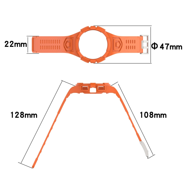 For Samsung Galaxy Watch5 44mm Silicone Integrated Watch Band(Orange) - Watch Bands by buy2fix | Online Shopping UK | buy2fix