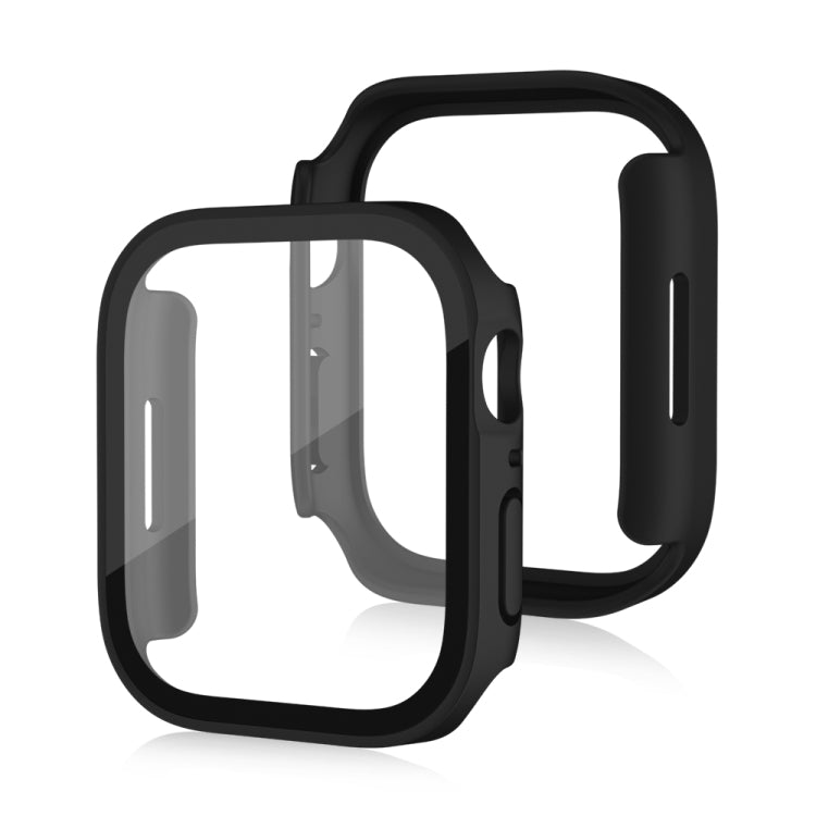 Life Waterproof Frosted 2 in 1 PC Frame + Tempered Glass Protective Case For Apple Watch Series 6 / 5 / 4 / SE 40mm(Black) - Watch Cases by buy2fix | Online Shopping UK | buy2fix