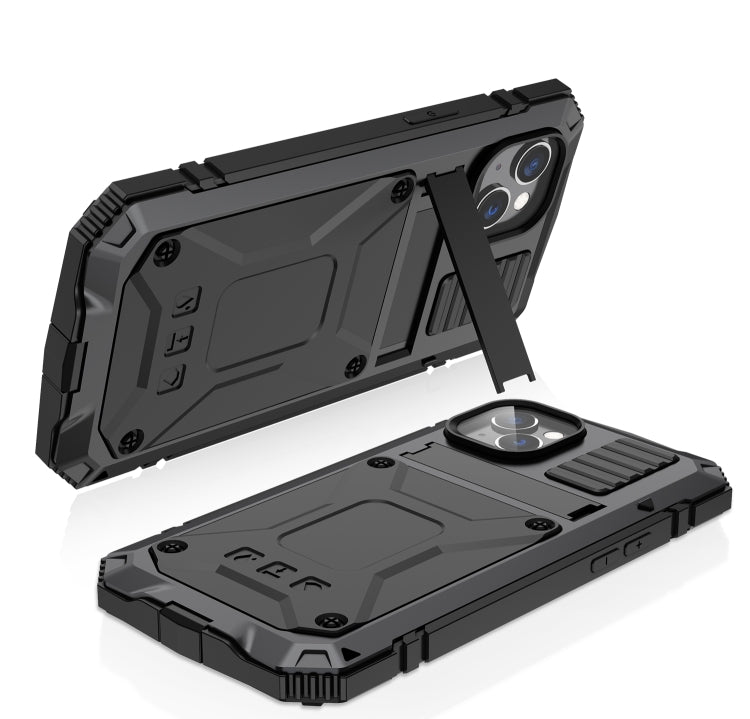 For iPhone 14 Plus R-JUST Shockproof Waterproof Dust-proof Case with Holder (Black) - iPhone 14 Plus Cases by R-JUST | Online Shopping UK | buy2fix