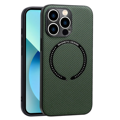 For iPhone 13 Pro Carbon Fiber Texture MagSafe Magnetic Phone Case (Dark Green) - iPhone 13 Pro Cases by buy2fix | Online Shopping UK | buy2fix