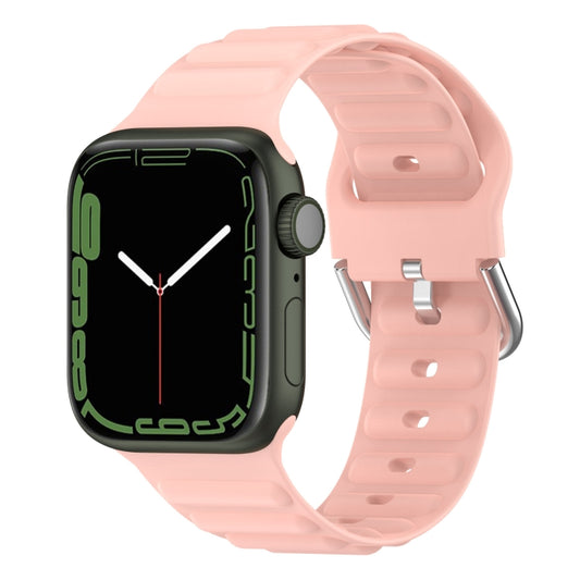 Ocean Ripple Watch Band For Apple Watch Series 8&7 45mm / SE 2&6&SE&5&4 44mm(Light Pink) - Watch Bands by buy2fix | Online Shopping UK | buy2fix