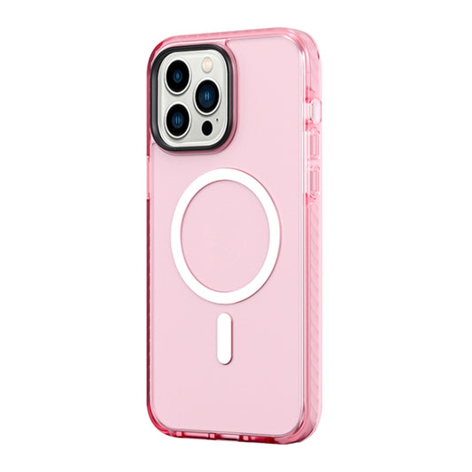 For iPhone 14 Pro ROCK Double-layer Armor Shield MagSafe Magnetic Phone Case(Pink) - iPhone 14 Pro Cases by ROCK | Online Shopping UK | buy2fix