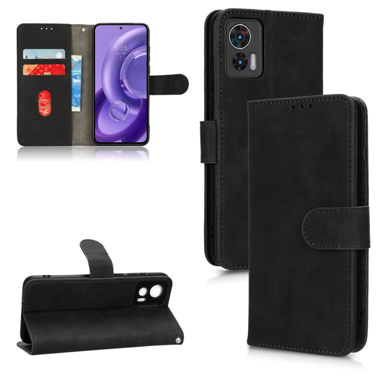 For Motorola Edge 30 Lite / Edge 30 Neo Skin Feel Magnetic Flip Leather Phone Case(Black) - Motorola Cases by buy2fix | Online Shopping UK | buy2fix